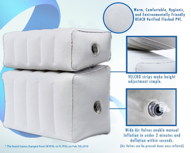 Flypal Inflatable Foot Rest Pillow for Travel, Patented 2 in 1 Design, Blow-Up Footrest Cushion for Home, Office. Airplane Travel Essential and Kids Airplane Bed - Image 4